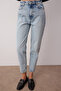 Açık Mavi Yüksek Bel Mom %100 Pamuk Non-Stretch Jeans TWOSS25JE00277 - 3