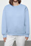 Açık Mavi Kalın İçi Polarlı Regular/Normal Kalıp Bisiklet Yaka Basic Örme Sweatshirt TWOAW24SW00101 - 3