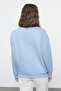 Açık Mavi Kalın İçi Polarlı Regular/Normal Kalıp Bisiklet Yaka Basic Örme Sweatshirt TWOAW24SW00101 - 5