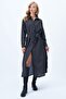 Women's Black Polka Dot Patterned Woven Viscon Shirt Dress Alc-X6247-1 - 2