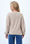 Women's Double Breasted Collar Sleeve Elastic Interlock Fabric Seasonal Blouse Light Brown Alc-X12929 - 6