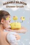 2 Silicone Exfoliating Shower Brushes with Shampoo Dispenser, Yellow.