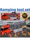 Trackless Fire Truck Set with Ramps - Fire Truck Carrier Truck - Slide Truck - Vehicle Road Set - Truck Road Set -