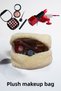 Plush Makeup Bag Cosmetic Bag Ecru Color