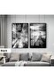 Amazing | Black&White Set Tree Modern Combination | Framed Glass Table 2 Pieces Vertical