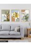 Gold, White, Feather, Leaf, 3 Piece Wooden Framed Painting Act - 2