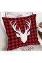 Christmas Themed Red Black Plaid Background Deer Motif Pillow Throw Pillow Case - 2