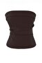 Kahverengi Straplez Fitted Drapeli Dokuma Bluz TWOSS24BZ00348 - 5