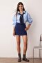 Navy Blue Button Detailed Mini Interlock Knitted Shorts Skirt Twoaw26Et00009 - 3