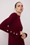 Bordo Eteği Fırfırlı Triko Elbise TCTAW25EB00016 - 2