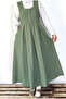 Linen Buttoned Jie Long Vintage Dress Light Green - 3