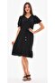 Black V-Neck Balloon Sleeve Summer Wrap Dress