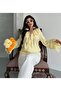 Blouse with Ruffled Collar and Sleeves, Long Sleeves - 8