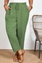 Women's Summer Large Size Synthetic Linen High Waist Elastic Narrow Leg Mom Pants C611 - 5