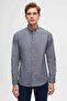 Ds Damat Slim Fit Navy Blue Striped Shirt