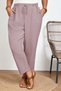Women's Summer Large Size Synthetic Linen High Waist Elastic Narrow Leg Mom Pants C611 - 6