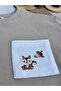 Squirrel Embroidered Pocket Oversize T-Shirt Milk Coffee - 100% Cotton - 7