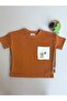 Bear Embroidered Pocket Oversize T-Shirt - Cinnamon 100% Cotton - 6