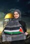 شال الباشمينا ذو هامش طويل بنمط الفوشيا الفلسطيني
