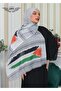 شال الباشمينا ذو هامش طويل بنمط الفوشيا الفلسطيني