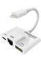 محول USB صغير الحجم 3 في 1 من OTG Lightning Hub إلى الكاميرا الرقمية مع RJ4