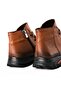 Ella Women's Genuine Leather Front Zippered Boots with Rubber Lace Detail - Brown - 3