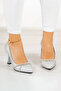 Abby Silver Satin Burma Stone Pointed Toe Goblet Heeled Evening Dress Shoes - 3