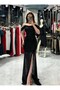 Andrea Long Sequin Evening Dress with Back Tie Detail, V-Neck, and Front Slit (Hijab)