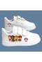 Animated Character Printed Girls' and Boys' Sports Shoes with Velcro Fasteners and White Sneaker Bands - 2