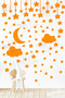 Orange Clouds and Stars Baby and Kids Room Wall Sticker Set