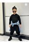Black Hooded Basic Tracksuit Set - Unisex - 2