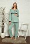 Women's Pregnant Postpartum Water Green Pajama Set 45201 - 3