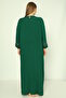 Women's Plus Size Woven Viscose Fabric Long Sleeve Dress / Emerald 33434 - 6