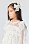 Ecru Star Patterned Layered Girls' Dress - Felicia - 3