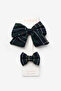 Green Plaid Bow Mother Daughter Buckle Set
