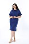 Women's Plus Size Cobalt Blue Side Slit Low Sleeve Dress 65N38238 - 7