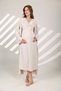 Women's Beige Melange Lace Designed Cotton Maternity Nightgown-Morning Gowns Set of 2