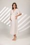 Women's Beige Melange Lace Designed Cotton Maternity Nightgown-Morning Gowns Set of 2 - 3