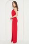 Women's Jewelled Strap Scuba Fabric Maxi Length Red Dress with Chest Cutout and Slit Detail582513 - 6
