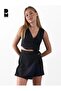 Women's Black Striped Crop Vest - 6