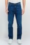 بنطلون جينز رجالي أصلي بقصّة Slim Fit وقابل للتمدد وذو ساق مستقيمة، باللون الأزرق