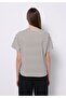 Regular Fit Round Neck Striped Women's Ecru Short Sleeve T-Shirt - 2