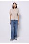 Regular Fit Round Neck Plain Women's Beige Short Sleeve T-Shirt - 3