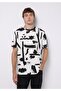 Comfort Fit Round Neck Printed Men's White Short Sleeve T-Shirt