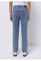 Straight Fit Women's Light Indigo Denim Jean Zipper Trousers - 2
