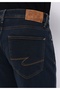 Regular Fit Mid Waist Straight Leg Men's Dark Indigo Jean Trousers - 6