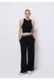 Regular Fit High Waist Wide Leg Women's Black Trousers