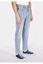 Regular Fit Mid Waist Slimming Leg Men's Light Indigo Denim Jean Trousers with Pockets - 4