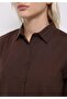 Regular Fit Shirt Neck Plain Women's Brown Long Sleeve Shirt - 4