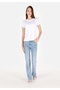 Regular Cut Normal Waist Expanding Leg Blue Women's Trousers Cl1070667